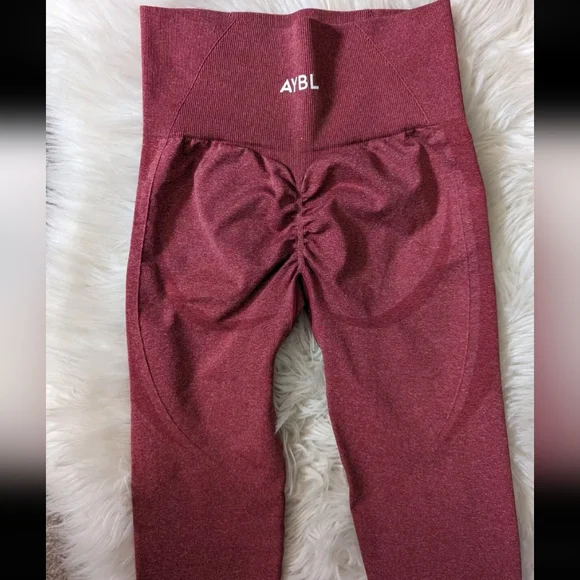 NWT AYBL High Rise Red Marl Athletic Contour Sporty Leggings XS - Picture 6 of 10
